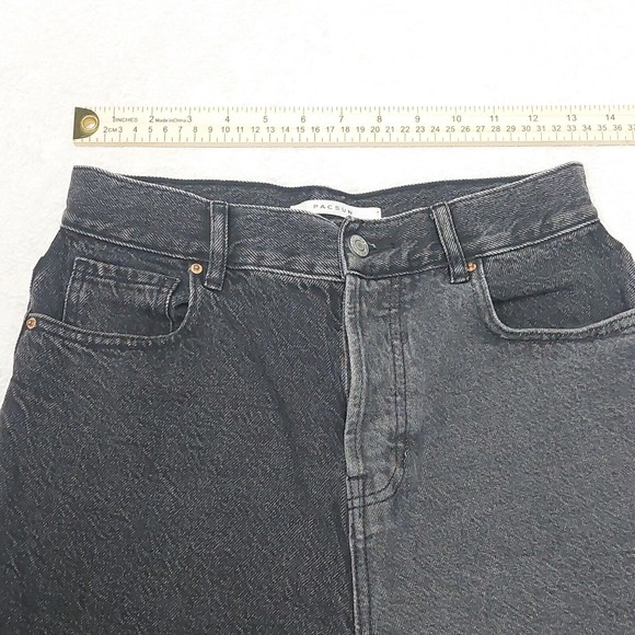 PacSun Jeans Womens Sz 27 Two Toned Black Denim High Rise Straight Button Fly - Picture 3 of 10